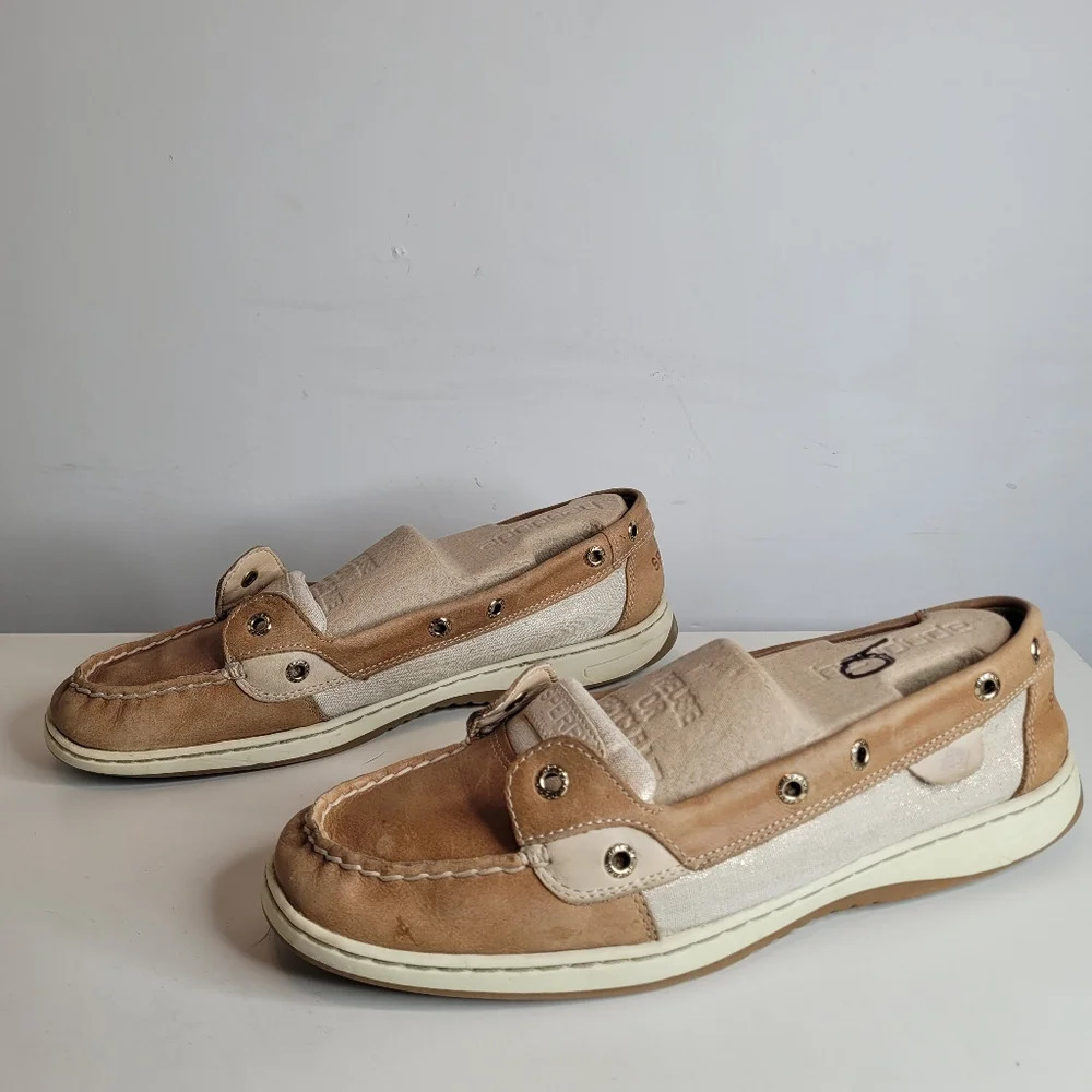 No Laces Sperry Angelfish Varsity Boat Shoe Metallic Size Women's 11 - Picture 2 of 11